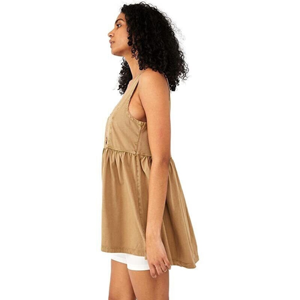 Free People Olive Green Button-Front Swing Tank Dress - Picture 3 of 7